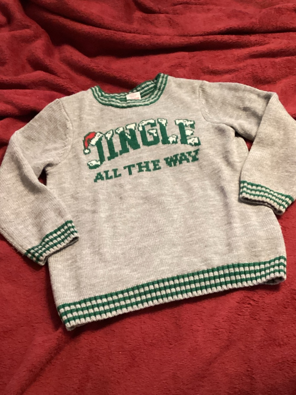 Holiday Time Gray & Green 'Jingle All The Way' Kids Sweater